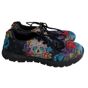 Sugar Skull Day of the Dead Sneakers Women 10/Mens 7.5 Festival Gothic Unbranded